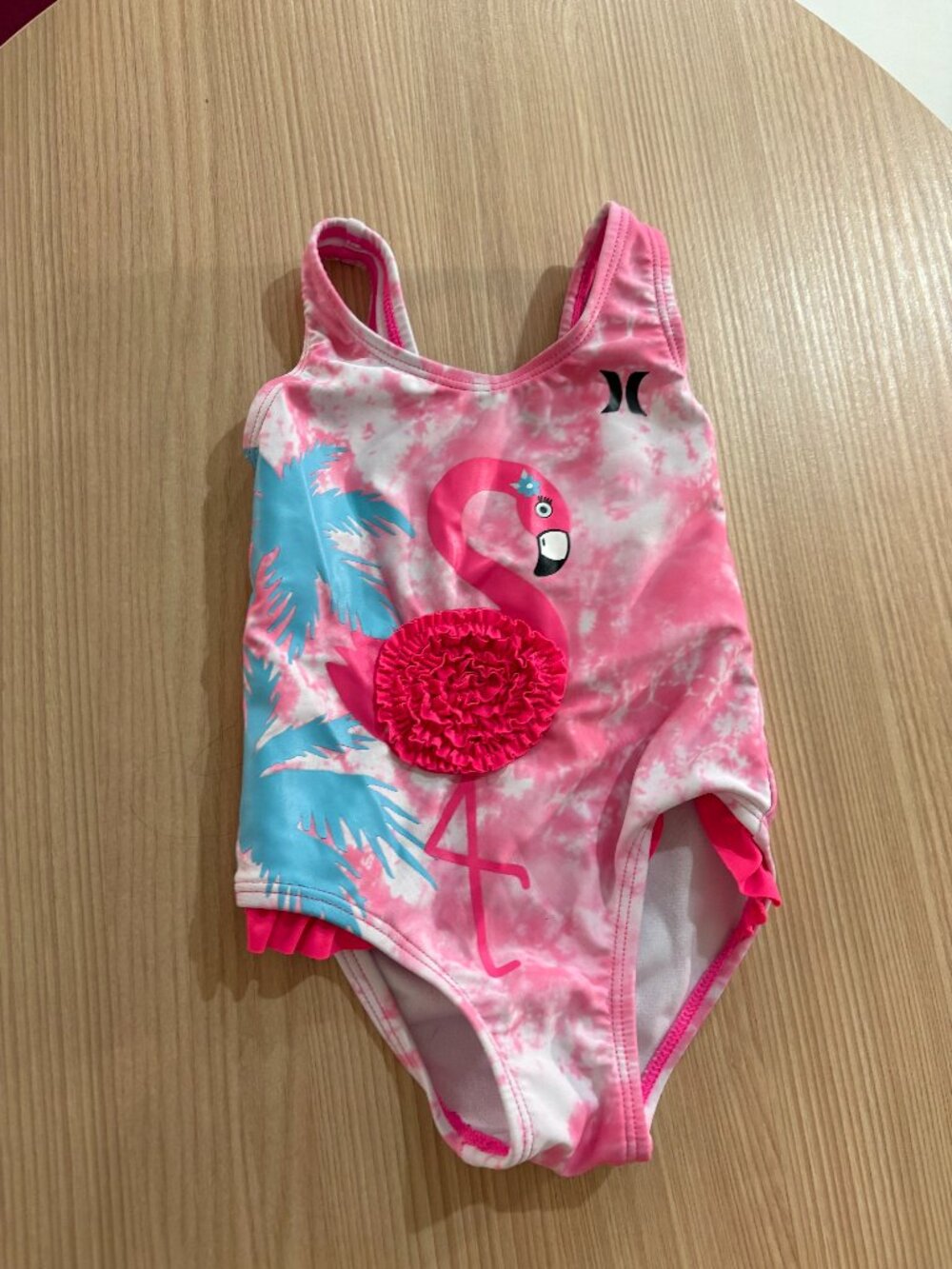 Hurley One Piece Swimsuit 12 Months Pink Tie Dye Flamingo Graphic Polyester